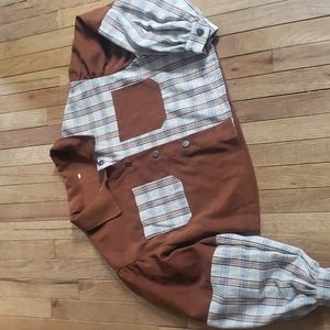 Plaid and brown cropped button down shirt
